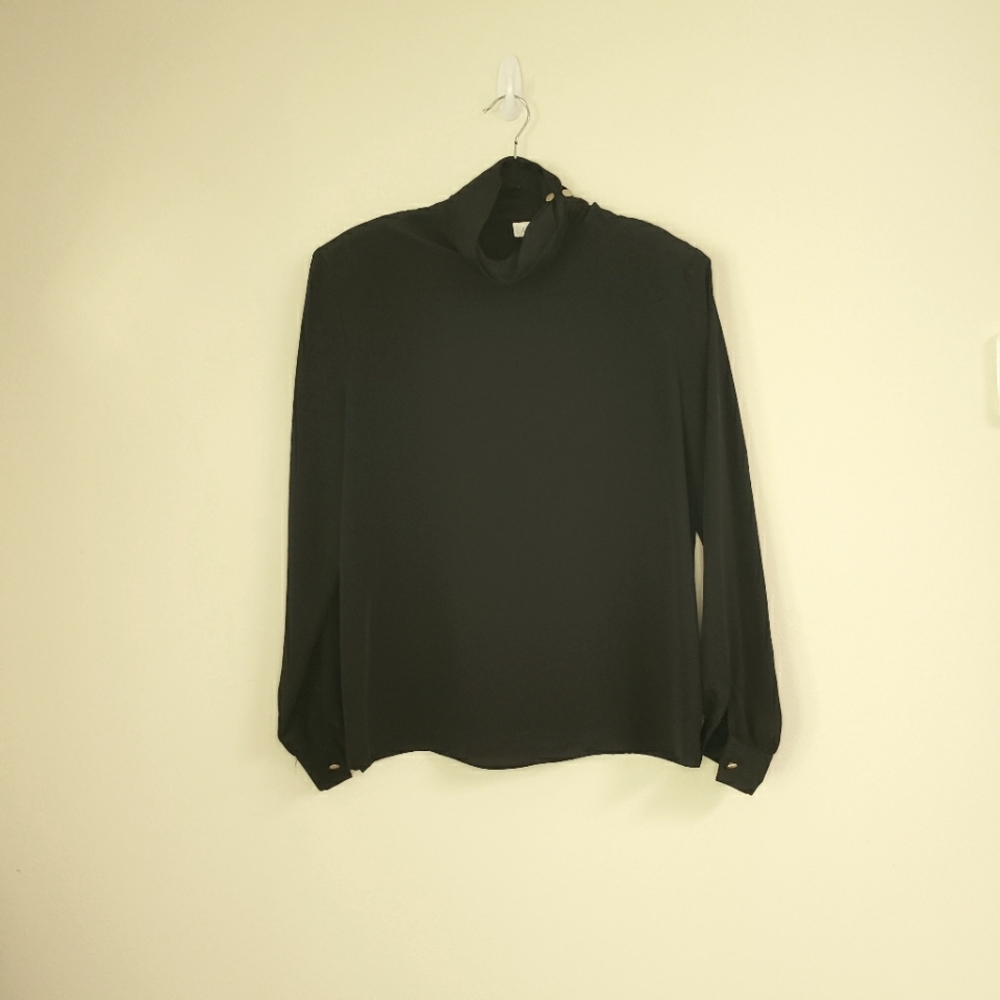Vintage black turtleneck with gold buttons made in usa size 12